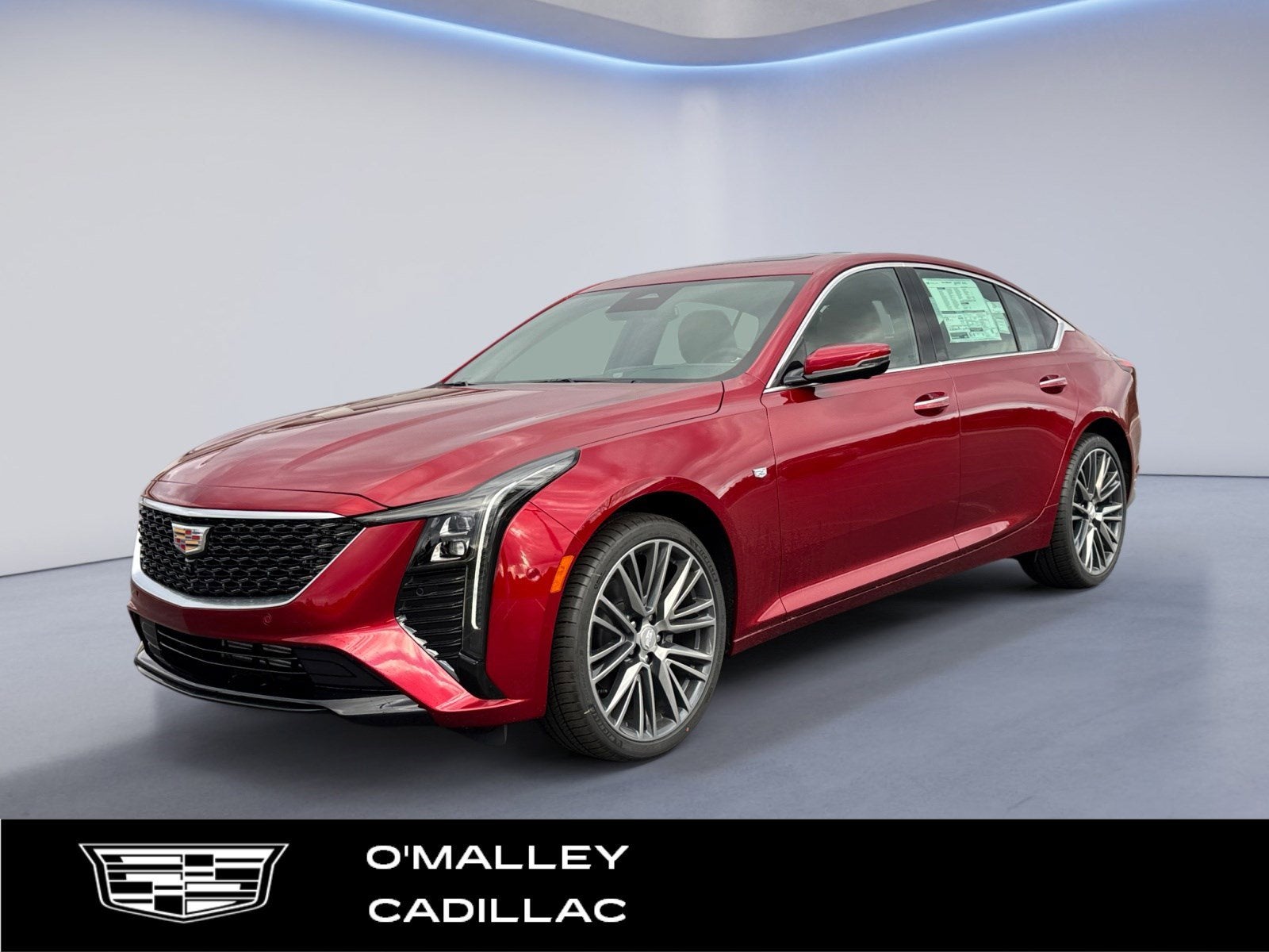 2026 Cadillac CT5 Premium Luxury in Radiant Red Tintcoat — front three-quarter view