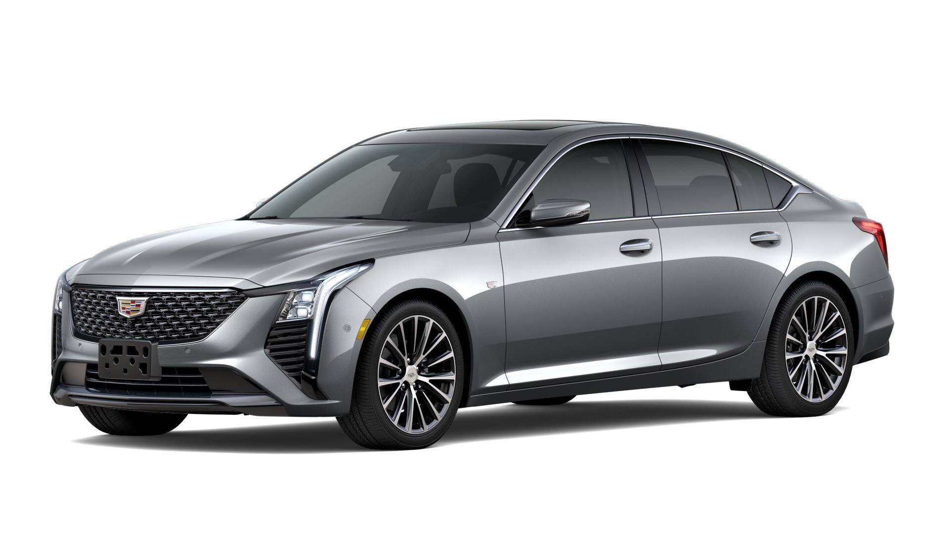 2026 Cadillac CT5 Premium Luxury in Argent Silver Metallic — front three-quarter view