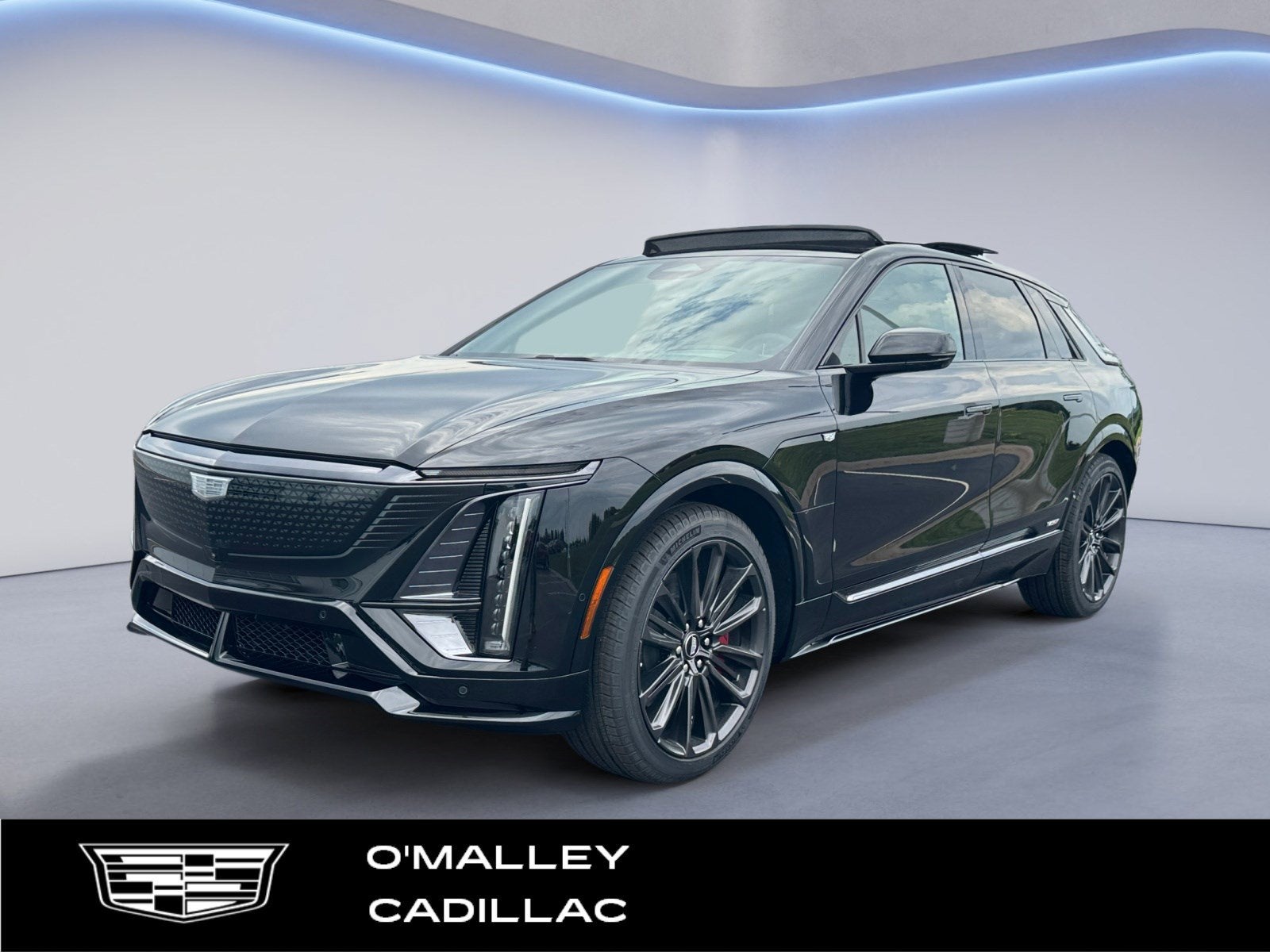 2026 Cadillac LYRIQ V-Series Premium in Stellar Black Metallic — front three-quarter view