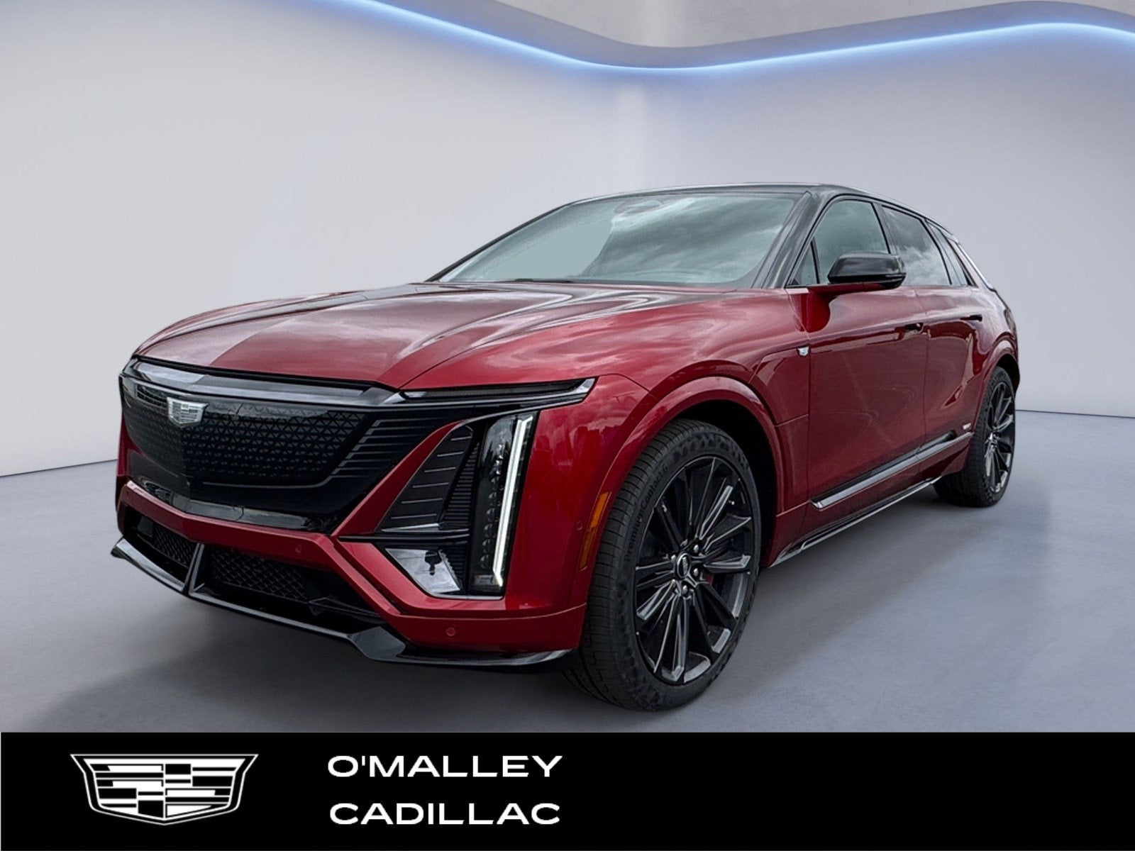 2026 Cadillac LYRIQ V-Series in Radiant Red Tintcoat — front three-quarter view